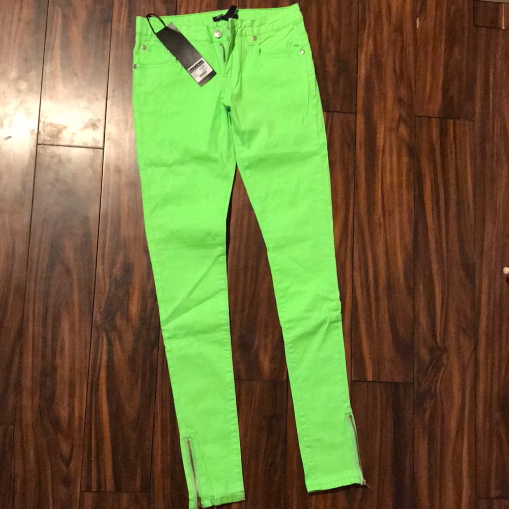 Hot green (neon) 5 pocket skinny fit pants